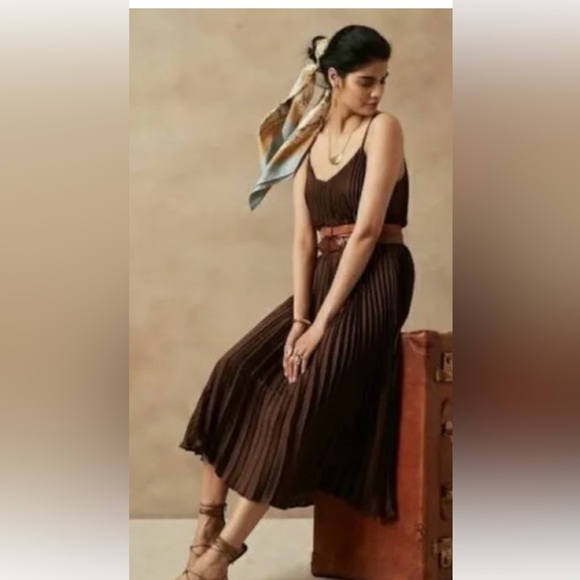 NWT Pleated Banana Republic skip dress chocolate brown - Picture 1 of 4